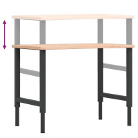 Produktbild för Arbetsbänk 100x(55-60)x(71,5-98) cm massivt bokträ