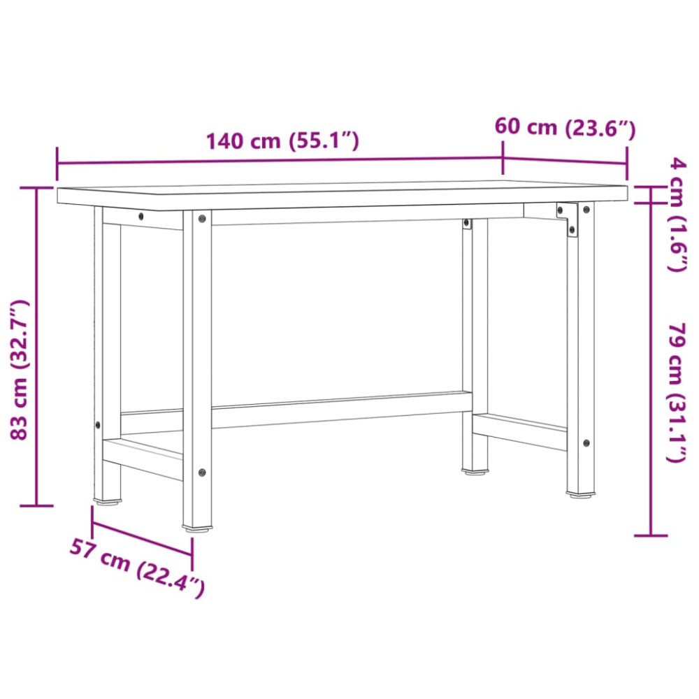 Produktbild för Arbetsbänk 140x60x83 cm massiv akacia rektangulär