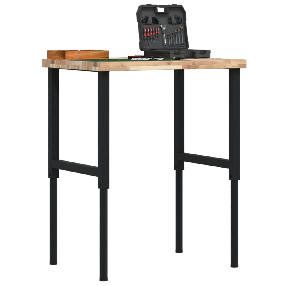 Produktbild för Arbetsbänk 80x60x(73-99,5) cm massiv akacia rektangulär