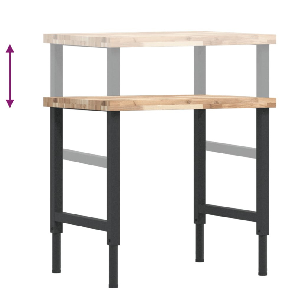 Produktbild för Arbetsbänk 80x60x(73-99,5) cm massiv akacia rektangulär