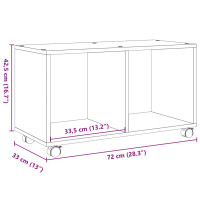 Produktbild för Skåp med hjul betonggrå 72x33x42,5 cm konstruerat trä