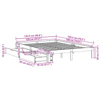 Produktbild för Sängram med lådor vaxad brun 120x190 cm massiv furu