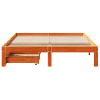 Produktbild för Sängram med lådor vaxad brun 120x190 cm massiv furu