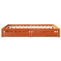Produktbild för Sängram med lådor vaxad brun 120x190 cm massiv furu
