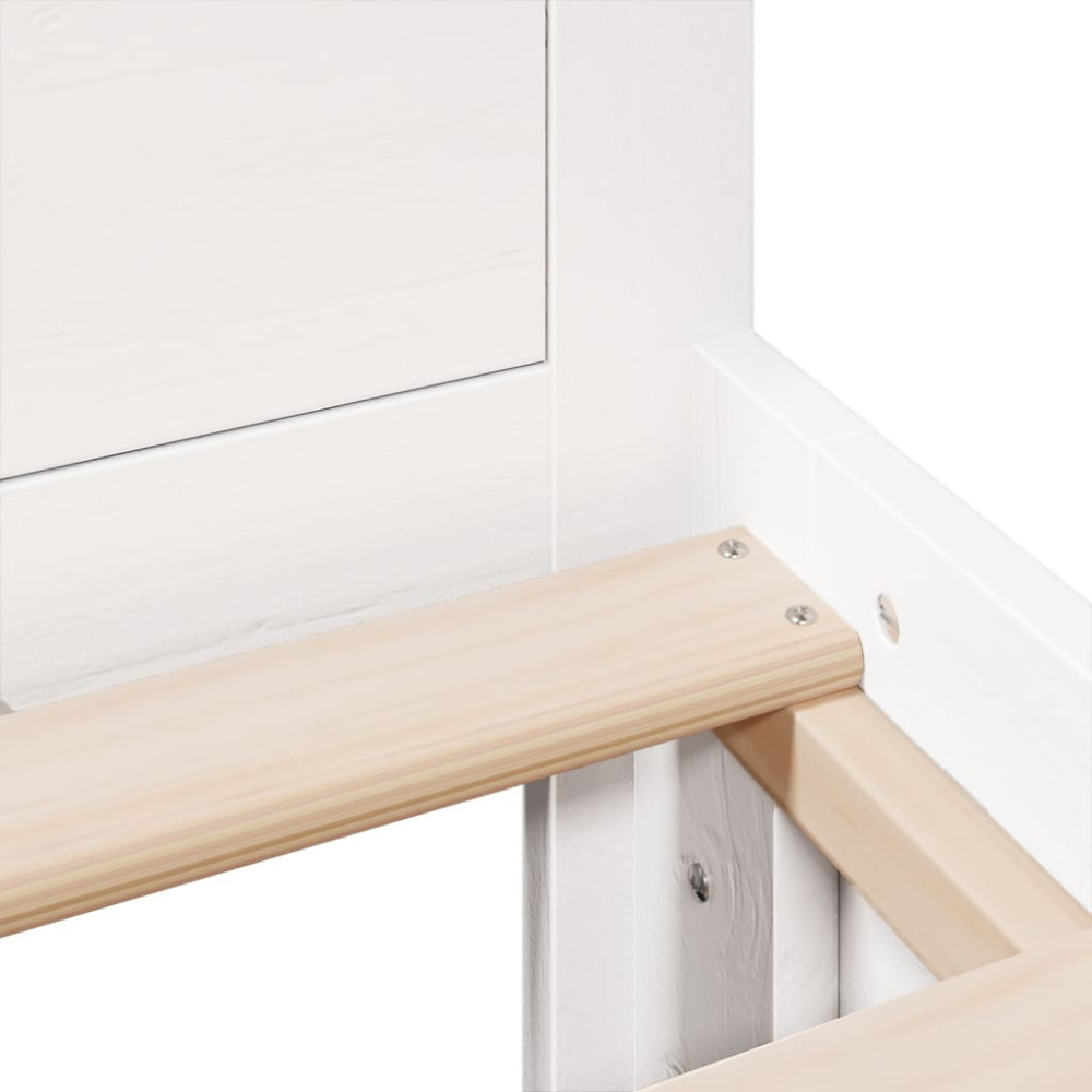 Produktbild för Sängram utan madrass med huvudgavel vit 180x200 cm massiv furu