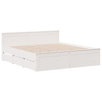 Produktbild för Sängram utan madrass med huvudgavel vit 180x200 cm massiv furu