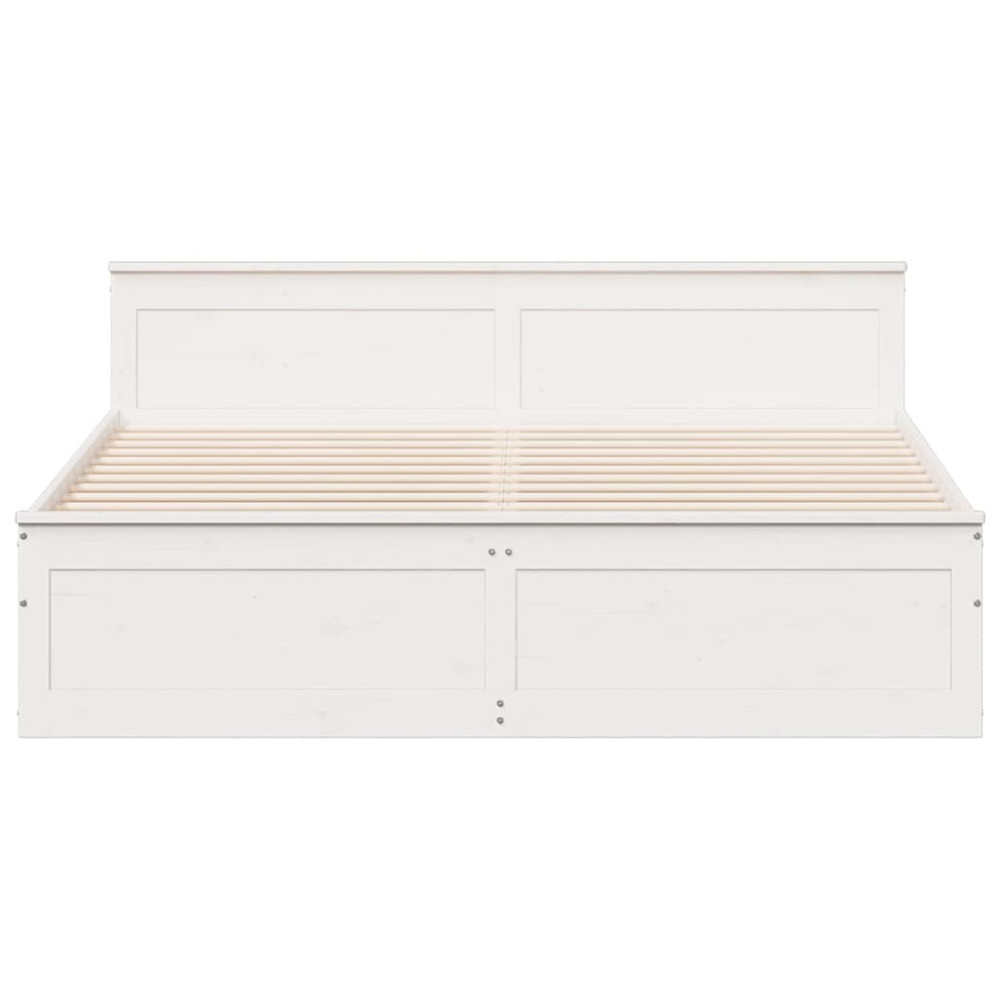 Produktbild för Sängram utan madrass med huvudgavel vit 180x200 cm massiv furu
