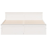 Produktbild för Sängram utan madrass med huvudgavel vit 180x200 cm massiv furu