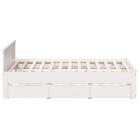 Produktbild för Sängram utan madrass med huvudgavel vit 180x200 cm massiv furu