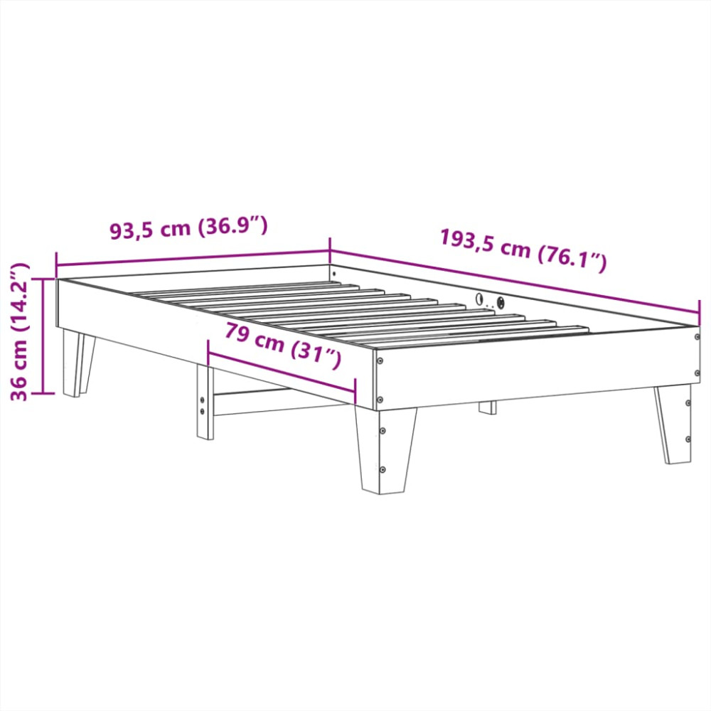 Produktbild för Sängram utan madrass 90x190 cm massiv furu