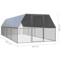 Produktbild för Hönsbur 3x8x2 m galvaniserat stål