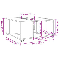 Produktbild för Soffbord brun ek 80x80x40 cm konstruerat trä