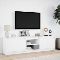 Produktbild för Tv-bänk med LEDs vit 180x34x50 cm konstruerat trä