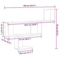 Produktbild för Vägghylla vit 100x15x70 cm konstruerat trä