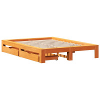 Produktbild för Sängram utan madrass vaxbrun 150x200 cm massiv furu