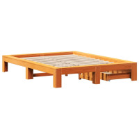 Produktbild för Sängram utan madrass vaxbrun 150x200 cm massiv furu