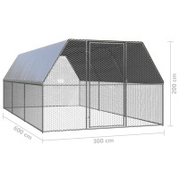 Produktbild för Hönsbur 3x6x2 m galvaniserat stål