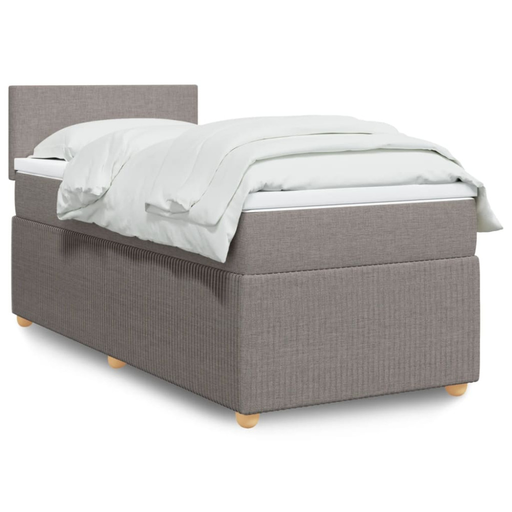 Produktbild för Ramsäng med madrass taupe 90x190 cm tyg