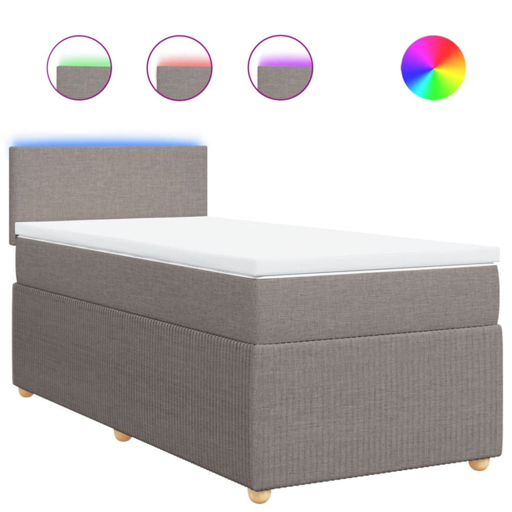 Produktbild för Ramsäng med madrass taupe 90x190 cm tyg