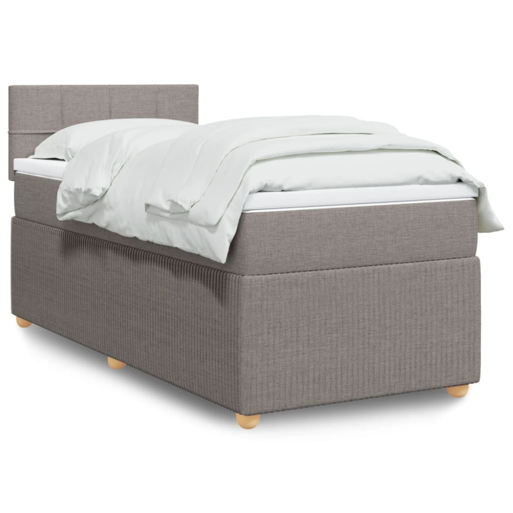 Produktbild för Ramsäng med madrass taupe 90x190 cm tyg
