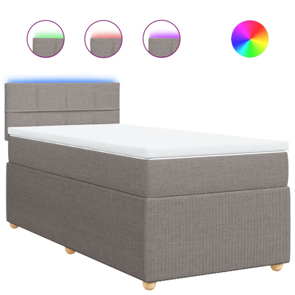 Produktbild för Ramsäng med madrass taupe 90x190 cm tyg