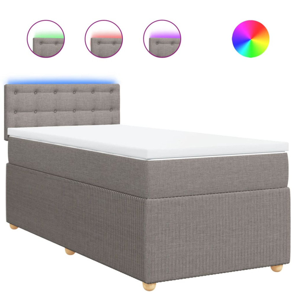 Produktbild för Ramsäng med madrass taupe 90x190 cm tyg