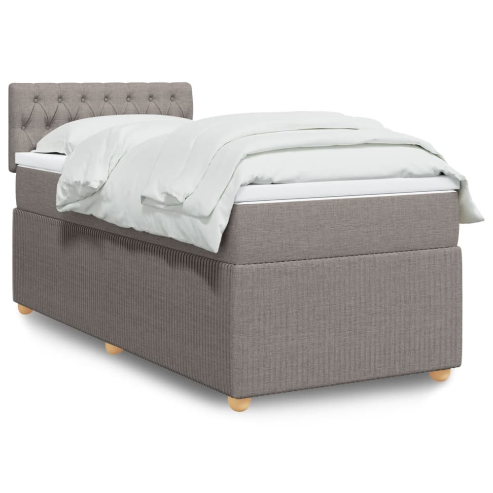 Produktbild för Ramsäng med madrass taupe 90x190 cm tyg