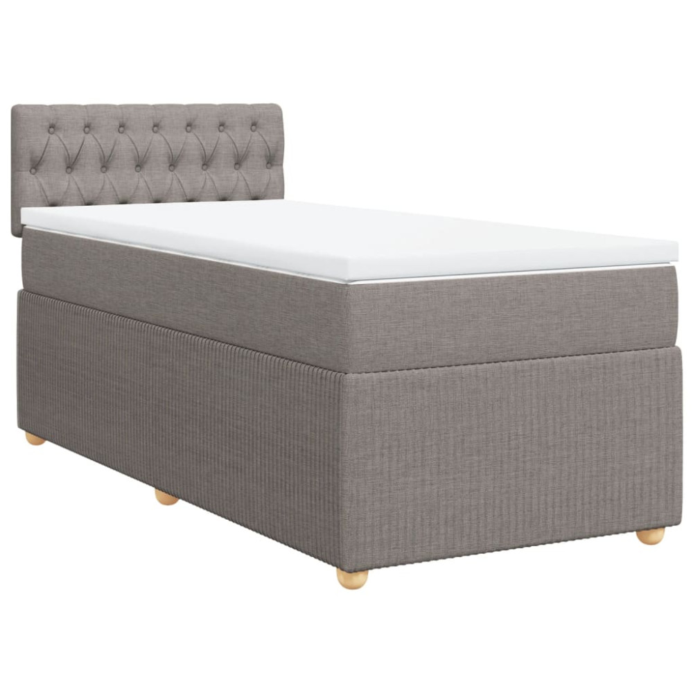 Produktbild för Ramsäng med madrass taupe 90x190 cm tyg