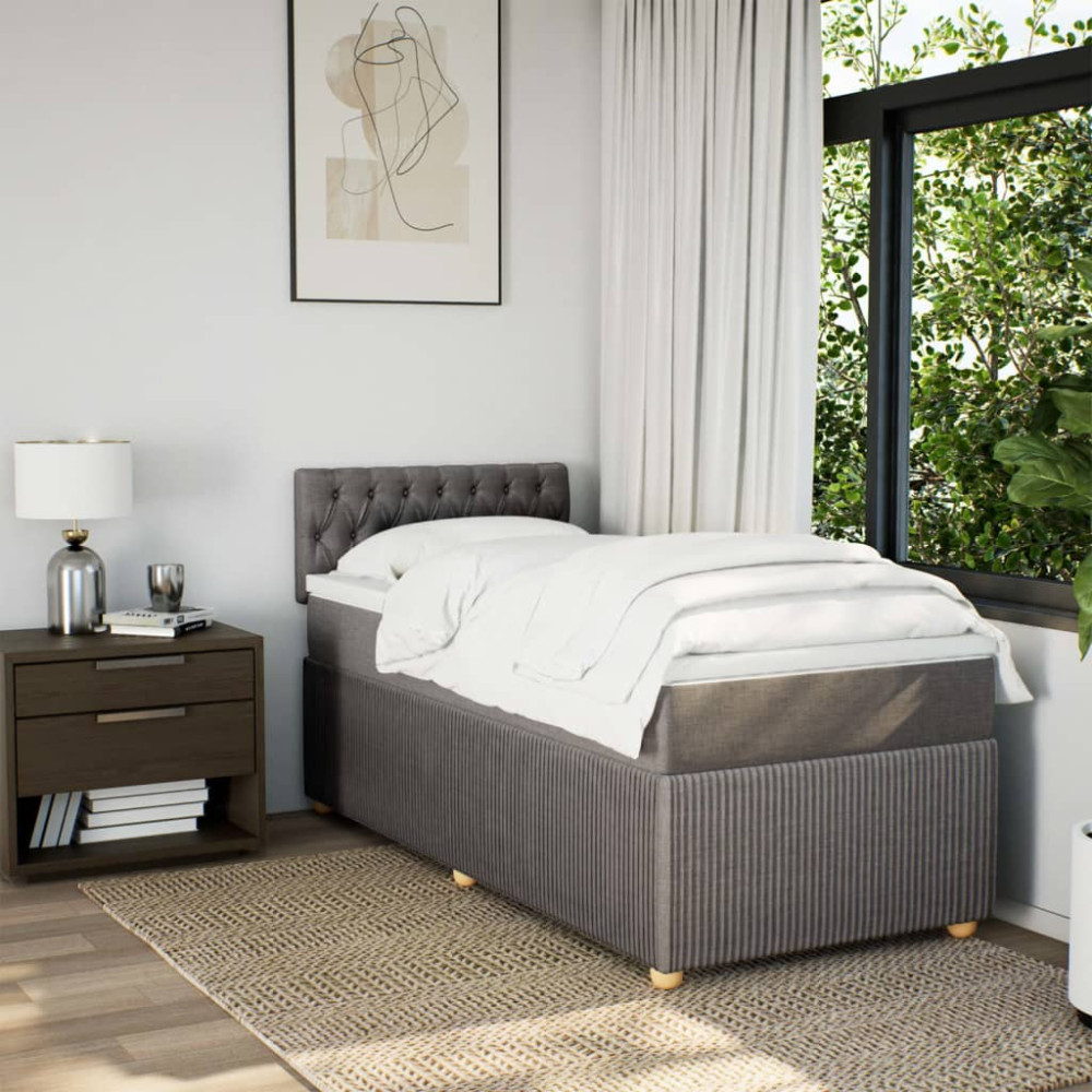 Produktbild för Ramsäng med madrass taupe 90x190 cm tyg