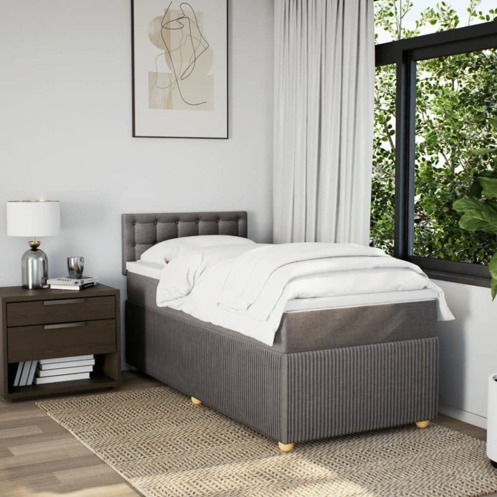 Produktbild för Ramsäng med madrass taupe 90x190 cm tyg
