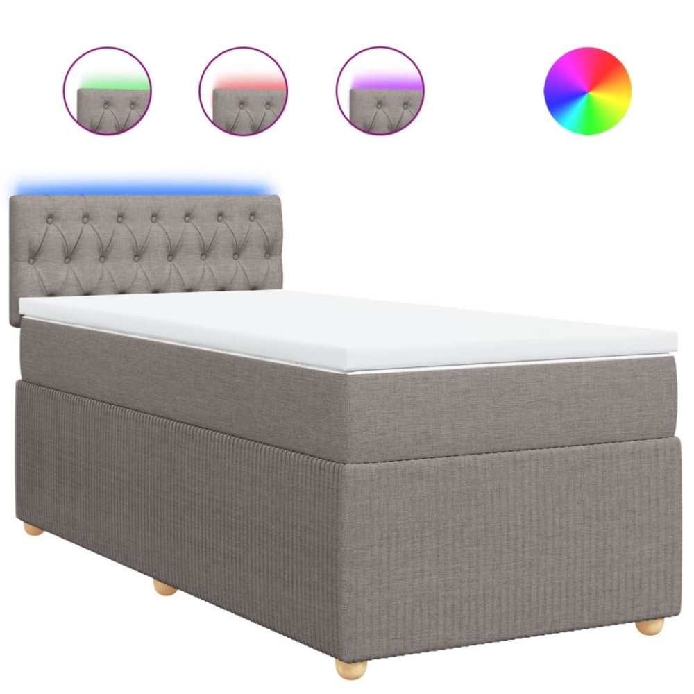 Produktbild för Ramsäng med madrass taupe 90x190 cm tyg