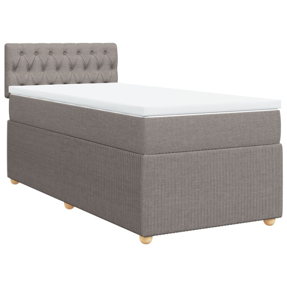 Produktbild för Ramsäng med madrass taupe 90x190 cm tyg