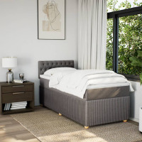 Produktbild för Ramsäng med madrass taupe 90x190 cm tyg