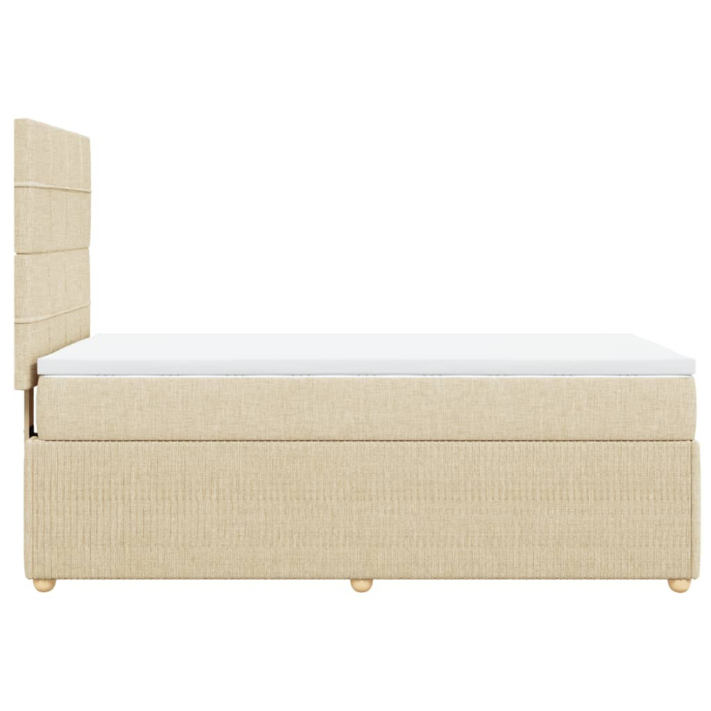 Produktbild för Ramsäng med madrass gräddvit 90x190 cm tyg