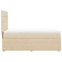 Produktbild för Ramsäng med madrass gräddvit 90x190 cm tyg