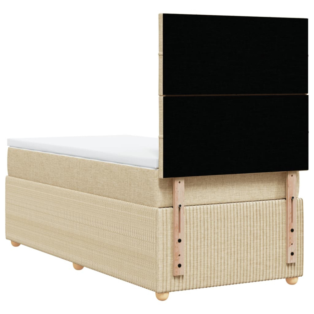Produktbild för Ramsäng med madrass gräddvit 90x190 cm tyg