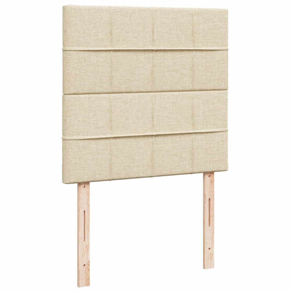 Produktbild för Ramsäng med madrass gräddvit 90x190 cm tyg