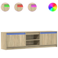 Produktbild för Tv-bänk med LEDs sonoma-ek 180x34x50 cm konstruerat trä