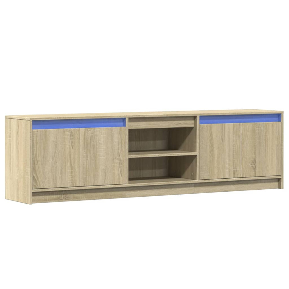 Produktbild för Tv-bänk med LEDs sonoma-ek 180x34x50 cm konstruerat trä