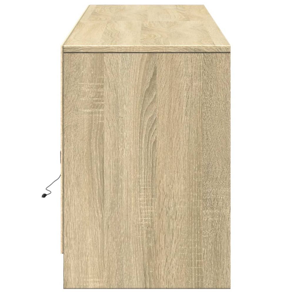 Produktbild för Tv-bänk med LEDs sonoma-ek 180x34x50 cm konstruerat trä