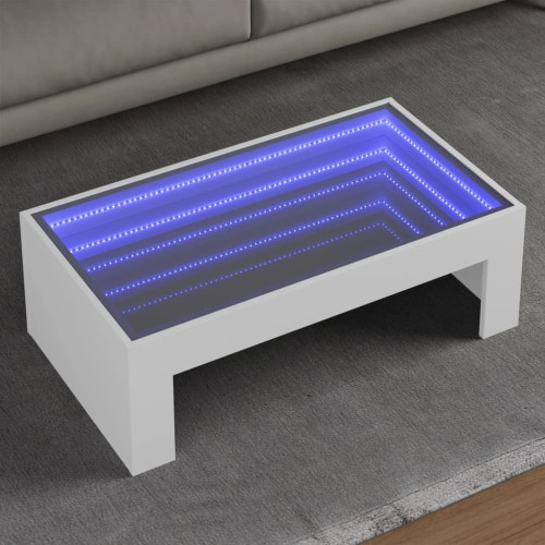 vidaXL Soffbord med Infinity LEDs vit 90x50x30 cm