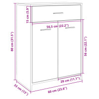 Produktbild för Badrumsskåp sonoma-ek 60x33x80 cm konstruerat trä