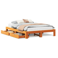 Produktbild för Sängram utan madrass vaxbrun 160x200 cm massiv furu