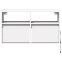 Produktbild för Väggmonterad tv-bänk LEDs vit 80x31x45 cm