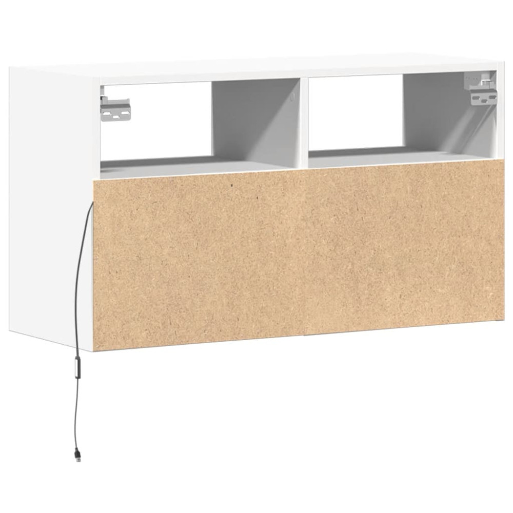 Produktbild för Väggmonterad tv-bänk LEDs vit 80x31x45 cm