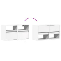 Produktbild för Väggmonterad tv-bänk LEDs vit 80x31x45 cm