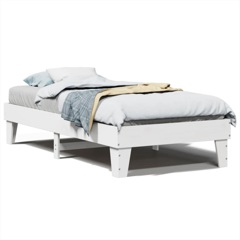 Produktbild för Sängram utan madrass vit 90x190 cm massiv furu