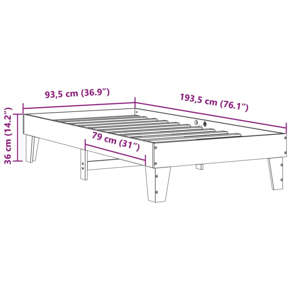 Produktbild för Sängram utan madrass vit 90x190 cm massiv furu