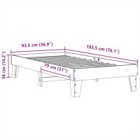 Produktbild för Sängram utan madrass vit 90x190 cm massiv furu