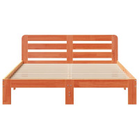 Produktbild för Sängram utan madrass vaxbrun 120x200 cm massiv furu